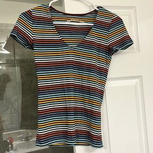 Aeropostale Striped slightly cropped shirt in size S